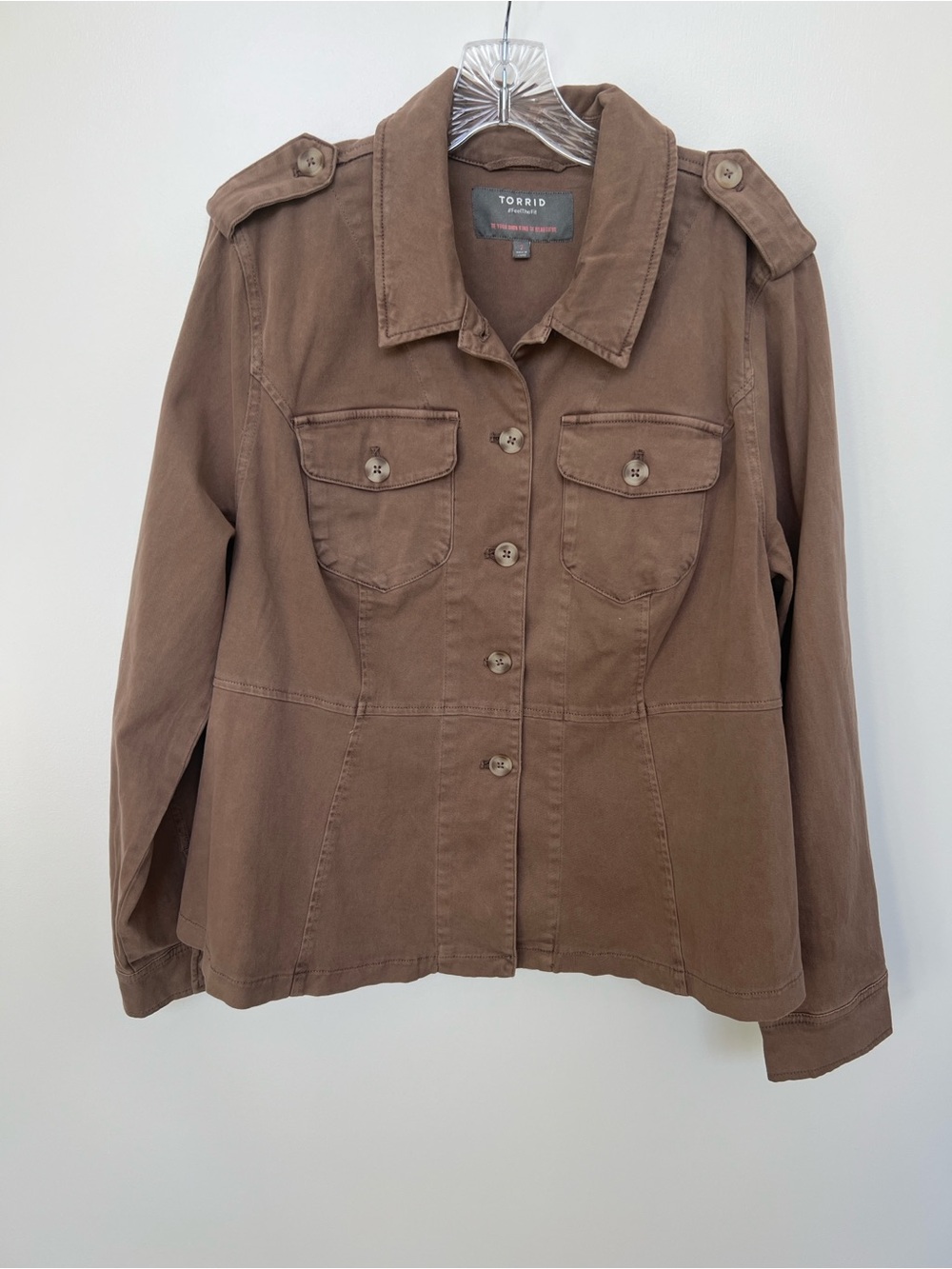 Torrid Brown Military-Style Button Front women’s Jacket